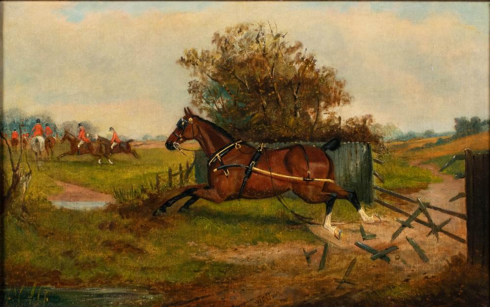 Appraisal: BRITISH SCHOOL TH CENTURY HUNT SCENE Oil on canvas Lower