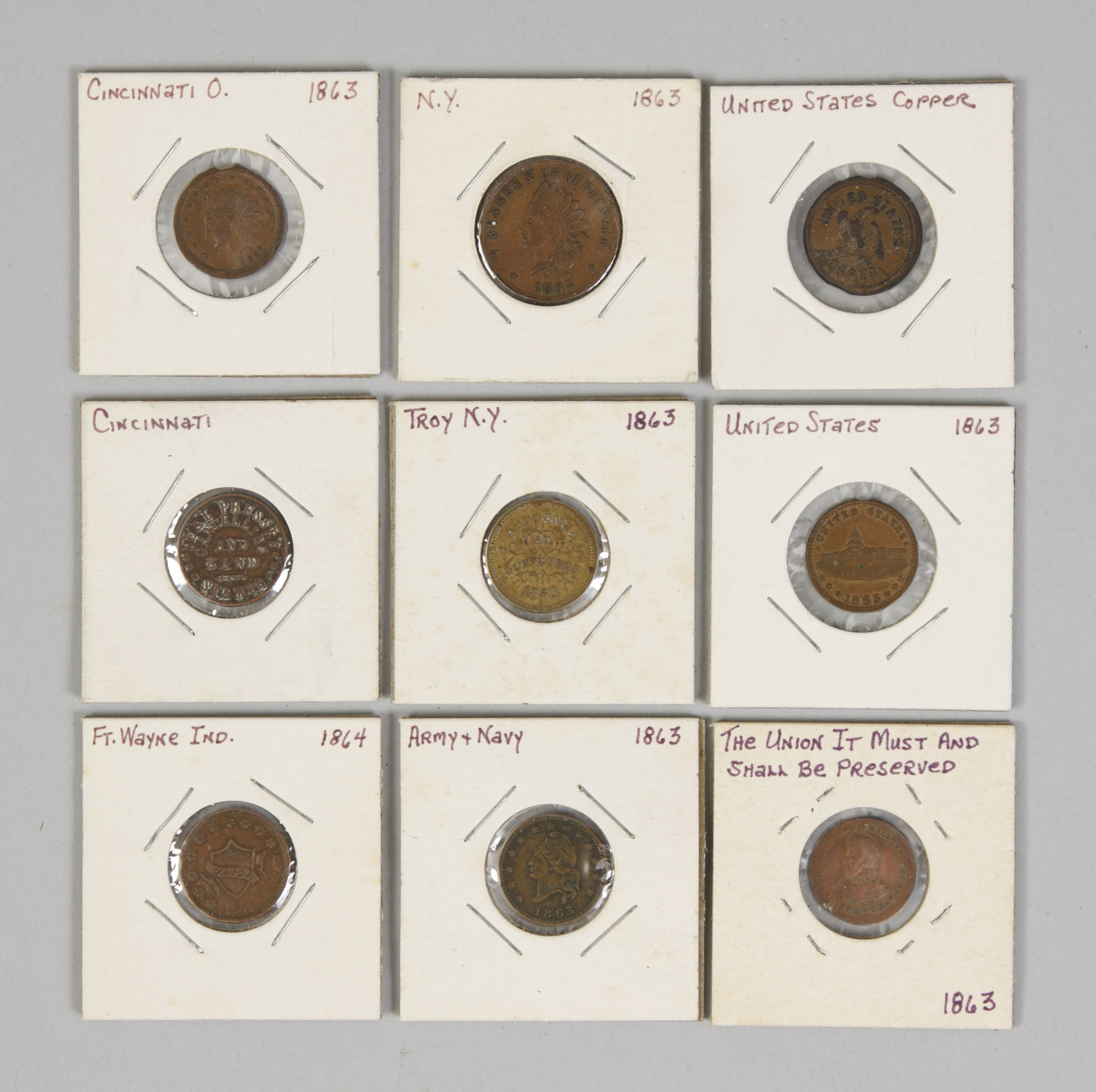 Appraisal: Civil War Era Coins Including Commemorative Indian head pennies