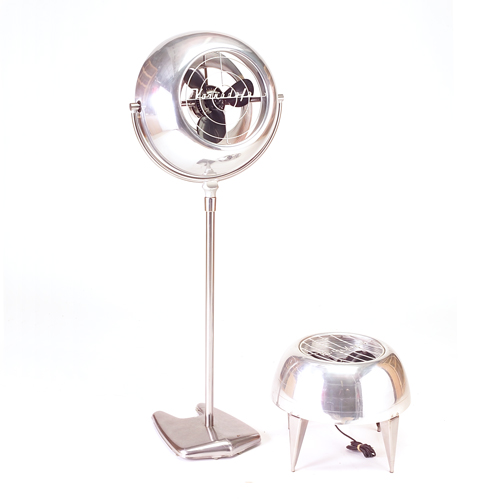 Appraisal: Two Vornadofan polished aluminum fans floor fan and drum fan