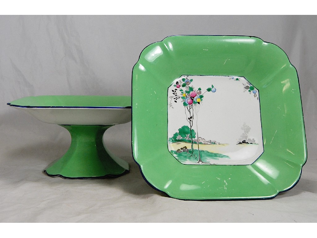 Appraisal: Two Shelley Art Deco tazzas the centres painted in enamels