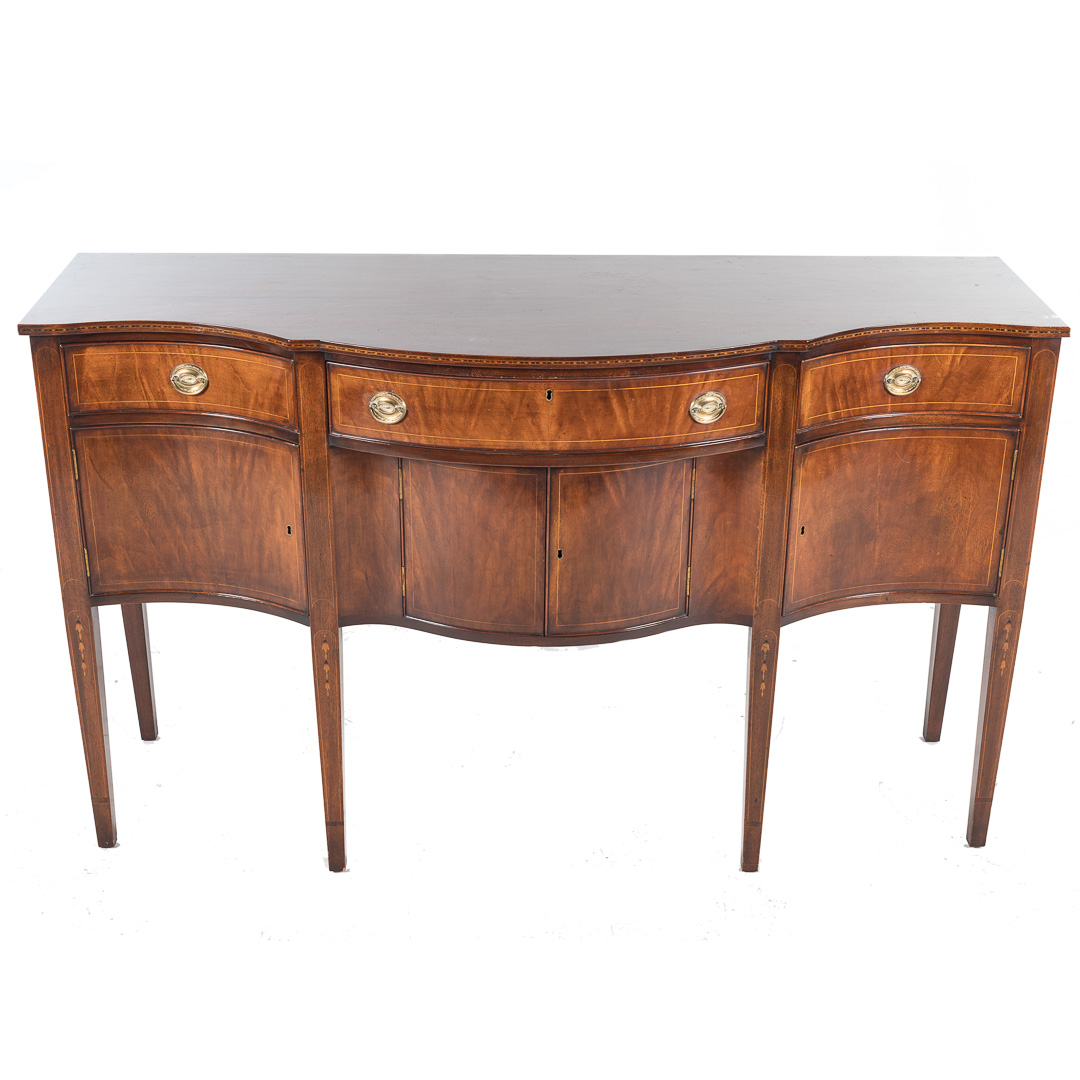 Appraisal: Centennial Federal style mahogany sideboard late th century flat top