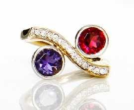 Appraisal: A ct gold purple and pink stone ring with diamonds