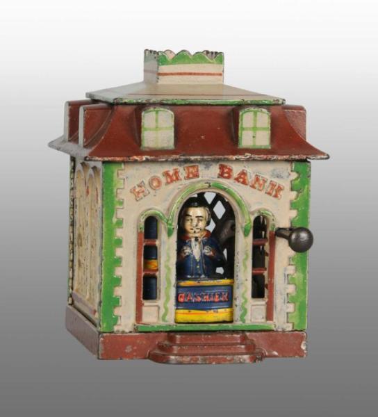 Appraisal: Cast Iron Home Bank Mechanical Bank Description Manufactured by J