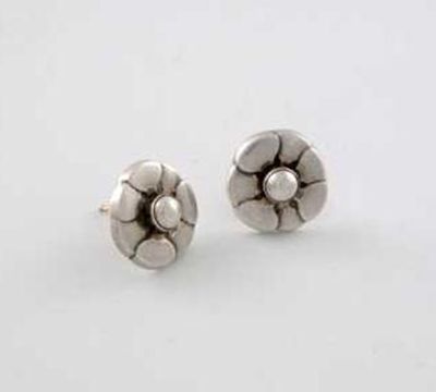 Appraisal: By Georg Jensen a cased pair of earrings modelled as