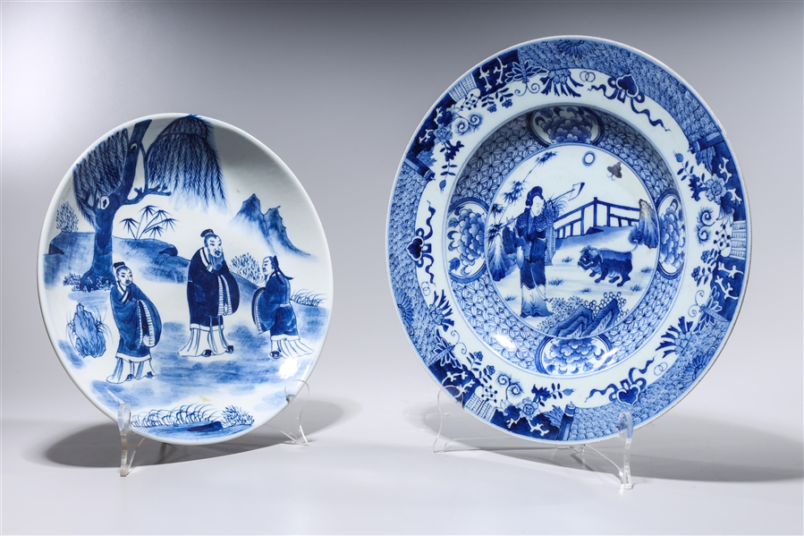 Appraisal: Two Chinese blue and white porcelain dishes including a wide