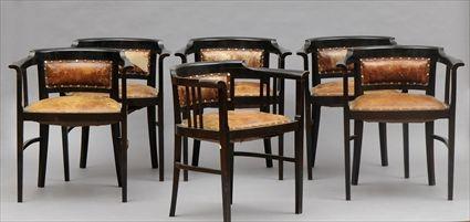 Appraisal: Six Vienna Secession Stained Oak Armchairs in the Manner of