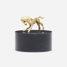 Appraisal: Modern HORSE SCULPTURE k yellow gold agate gemstone h dia