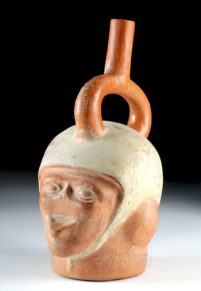 Appraisal: Moche Pottery Stirrup Head Vessel - Leishmaniasis Pre-Columbian North Coast