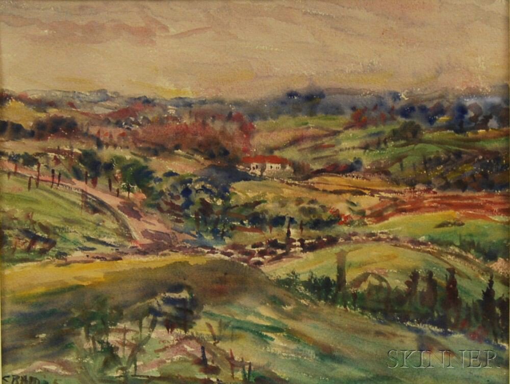 Appraisal: Leighton R Cram American - Landscape with Hills and House