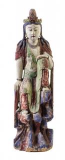 Appraisal: A Polychrome Painted Wood Guanyin Height inches A Polychrome Painted