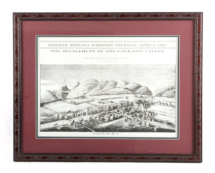 Appraisal: Bozeman Montana Territory Framed Print This is a contemporary framed