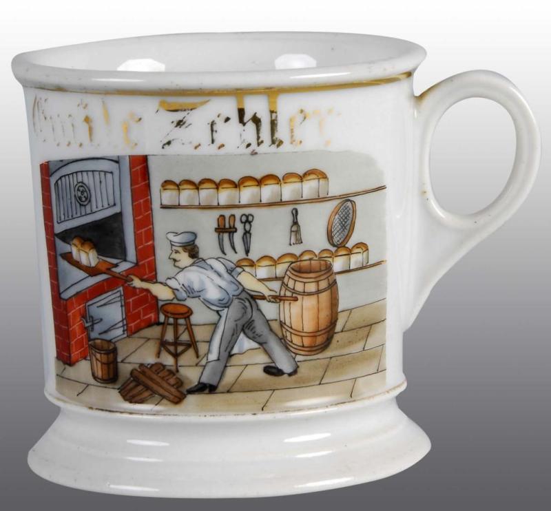 Appraisal: Occupational Shaving Barber Mug for Baker Description Polychrome paint Name