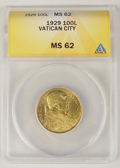 Appraisal: Vatican City Lire Gold Coin Obverse shows Pope Pius XI