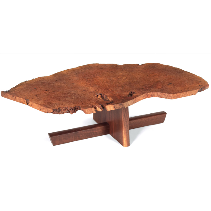 Appraisal: George Nakashima style coffee table maker unknown large Camphor burl