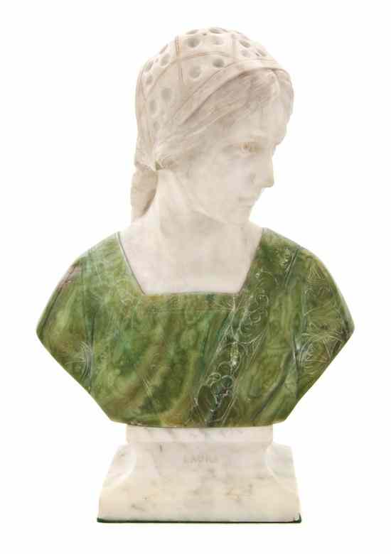 Appraisal: An Italian Alabaster Bust Laura carved as a maiden in