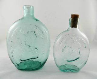 Appraisal: Washington aqua flasks Flasks- Washington aqua- Washington bust below 'The