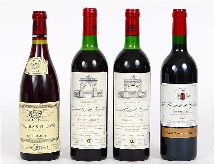 Appraisal: FOUR BOTTLES OF FRENCH RED WINEComprising two Grand Vin de