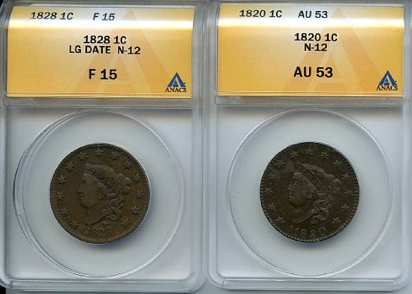 Appraisal: Large Cents C N- AU ANACS C LG Date N-