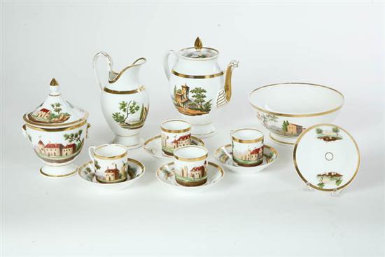 Appraisal: EIGHT PIECE OLD PARIS TEASET All with handpainted village scenes