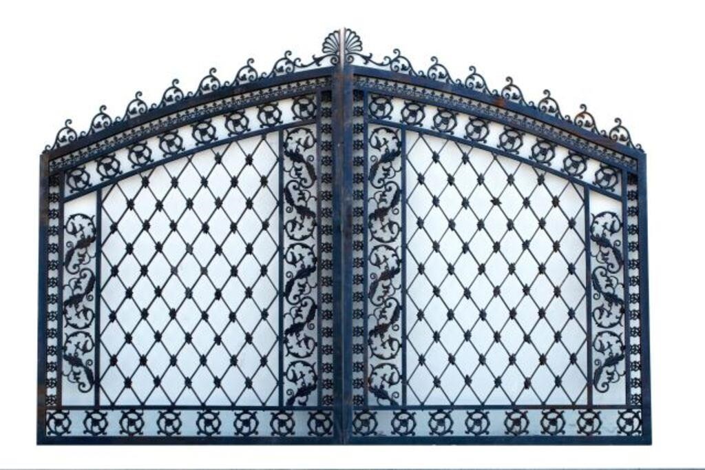 Appraisal: pair Cast iron arch top estate gates approx h w