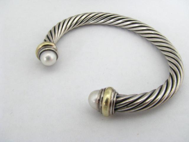 Appraisal: David Yurman Sterling and K Yellow Gold Cable Classics Bracelet