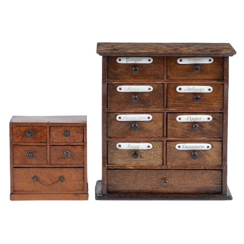 Appraisal: A set of oak spice drawers late th c the