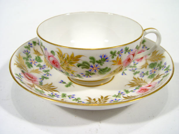 Appraisal: th Century Derby porcelain teacup and saucer enamelled with flowers