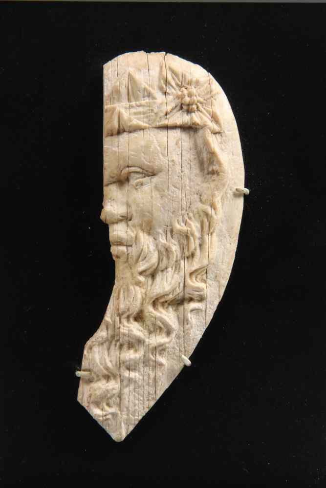 Appraisal: ANCIENT IVORY- Carved appliqu of bearded man Greek nd century