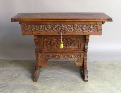 Appraisal: Jacobean style oak work table th c x