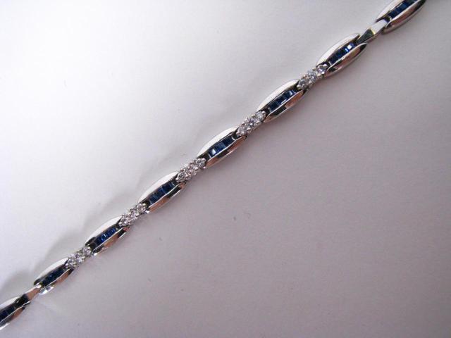 Appraisal: k white gold diamond and sapphire bracelet with square cut