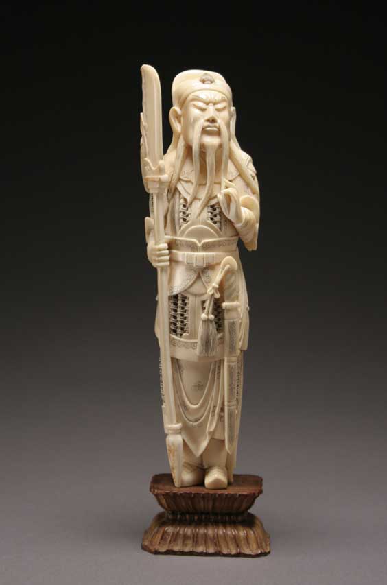 Appraisal: CARVED IVORY WARRIOR Well carved Chinese ivory figure of a