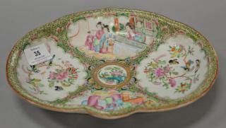 Appraisal: Famille Rose shaped deep dish with four panels late th