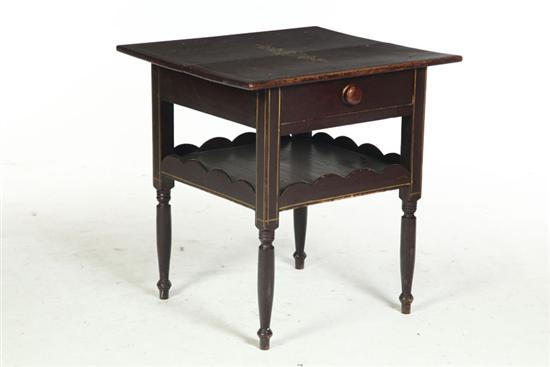 Appraisal: DECORATED CENTER TABLE American th century birch and pine Square