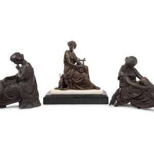 Appraisal: Three Continental Bronze Figures comprising two examples after Jean Jacques