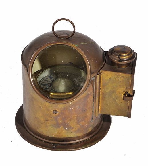 Appraisal: A BRASS YACHT OR SHIPS GIMBAL COMPASS and a case