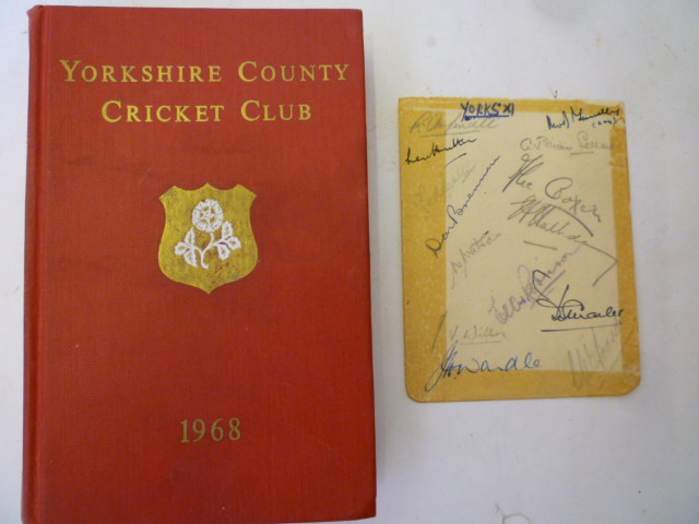 Appraisal: One sheet of autographs of Yorkshire County Cricket Club Members