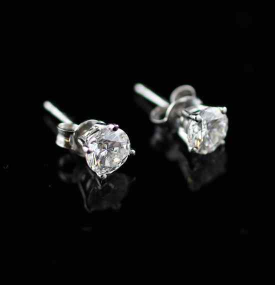 Appraisal: A pair of ct white gold solitaire diamond ear studs