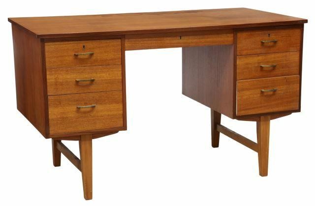 Appraisal: Danish mid-century modern teak writing desk c s having one