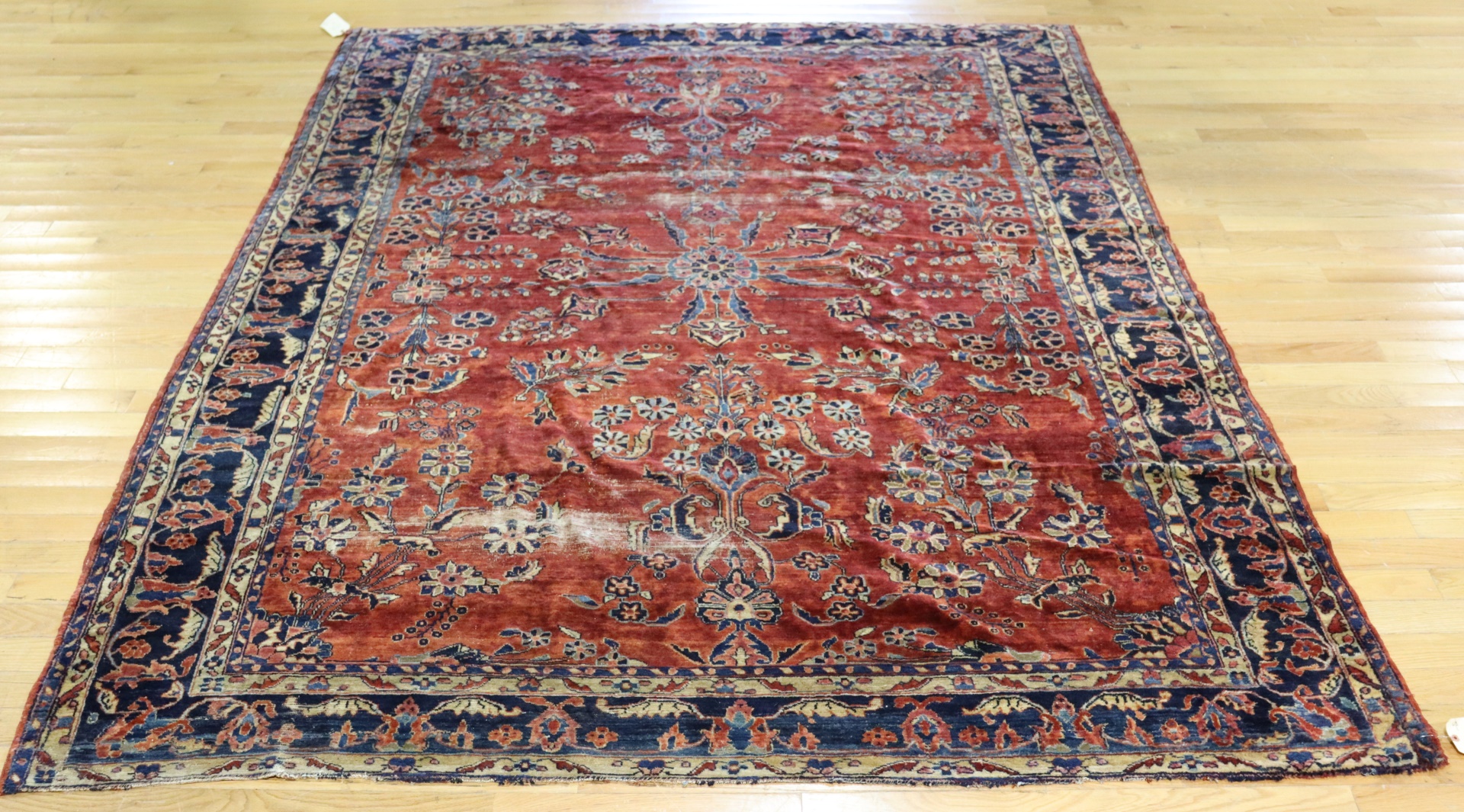 Appraisal: ANTIQUE FINELY HAND WOVEN SAROUK CARPET Nice fine and soft