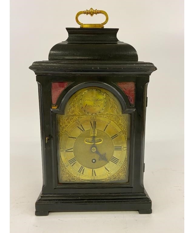 Appraisal: English ebonized cased bracket clock with brass dial signed 'Geo