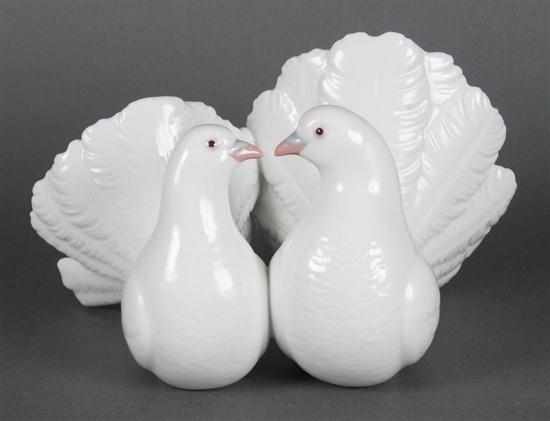 Appraisal: Lladro porcelain figural group ''Kissing Doves'' modeled as two fan-tailed