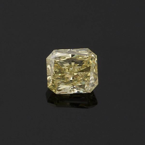 Appraisal: An unmounted colored diamond the yellow radiant-cut diamond weighing carats