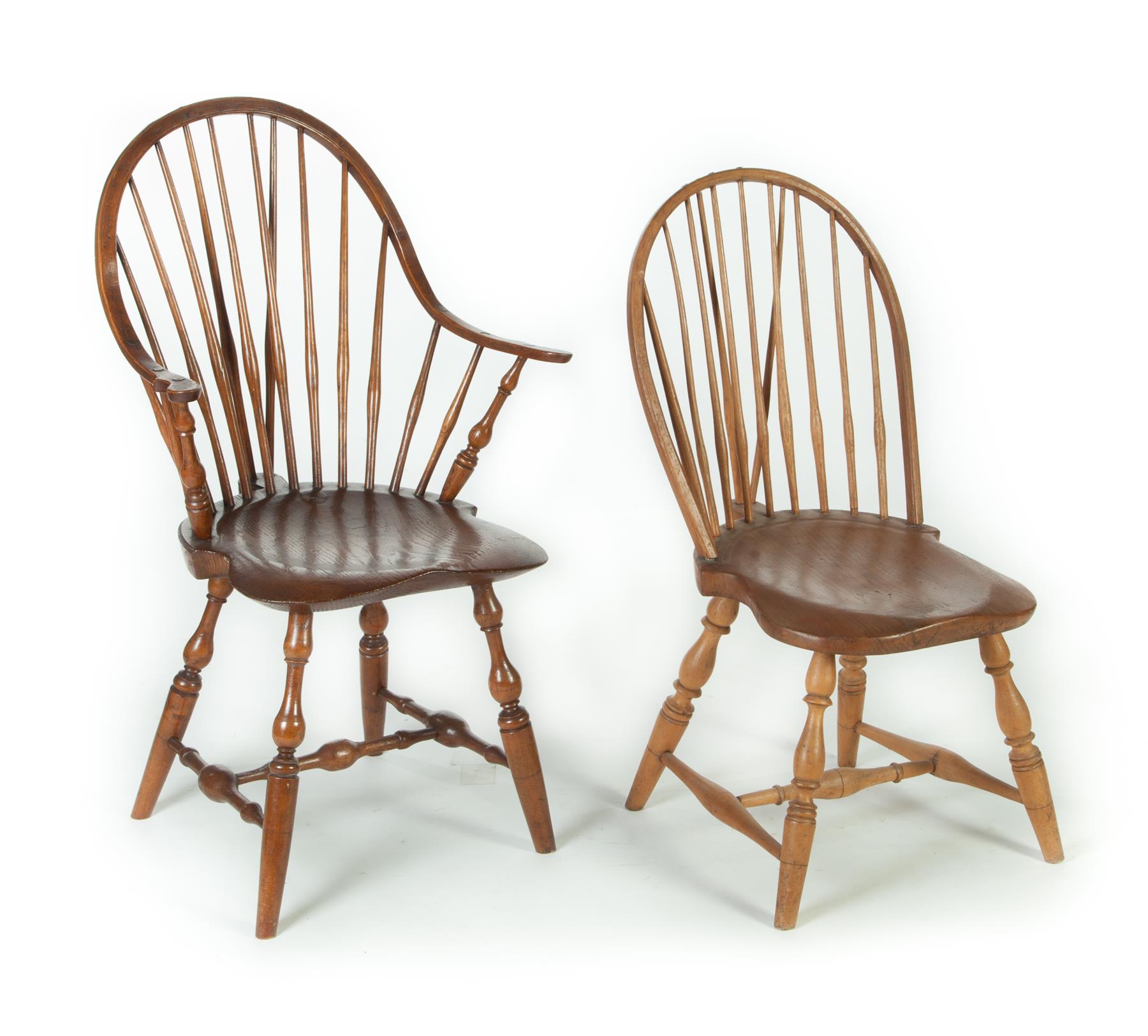 Appraisal: TWO WINDSOR CHAIRS Nineteenth century Continuous arm Windsor by E