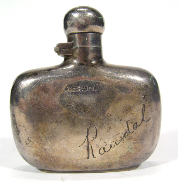 Appraisal: Small silver hip flask with hinged lid Sheffield cm high