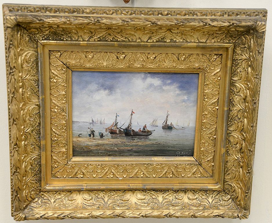 Appraisal: Berau pair of marine oil on panel paintings with boats