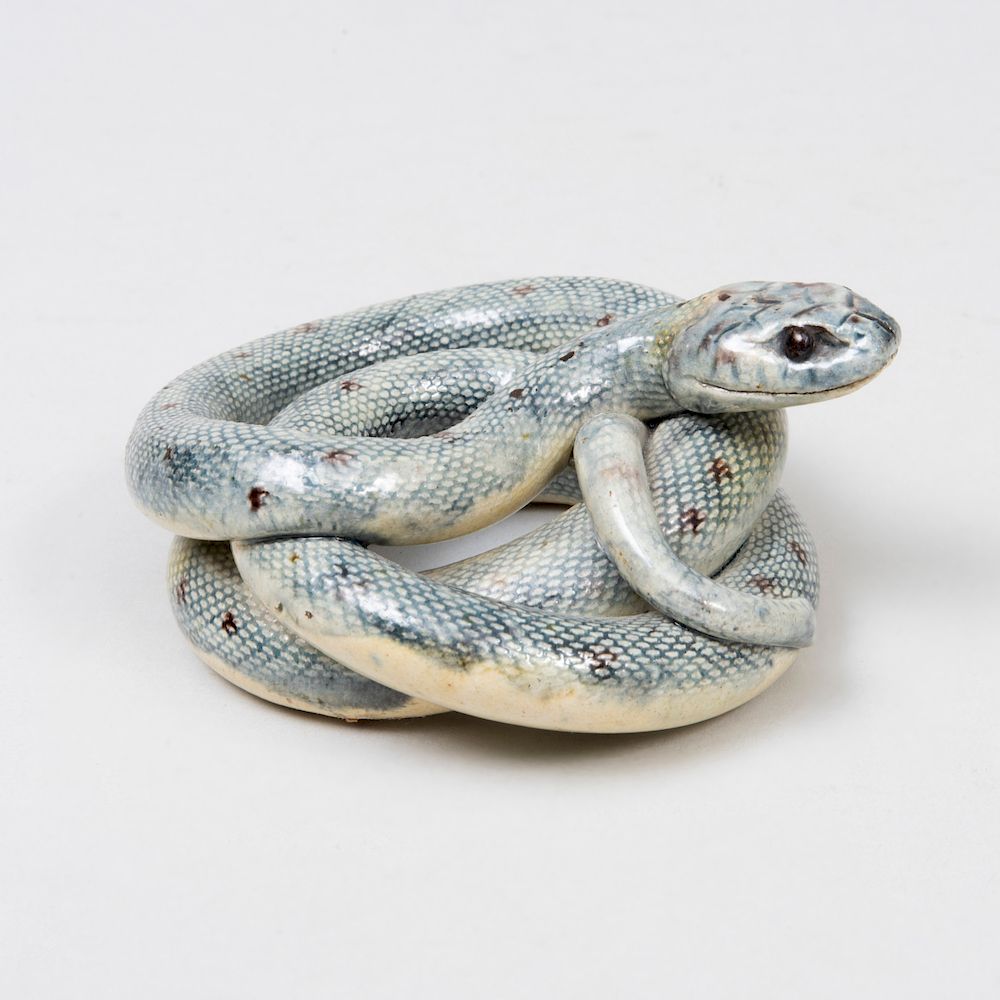 Appraisal: Palissy Style Porcelain Model of a Coiled Snake in diam