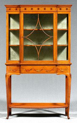 Appraisal: Fine Adam style satinwood vitrine two part construction with inlaid