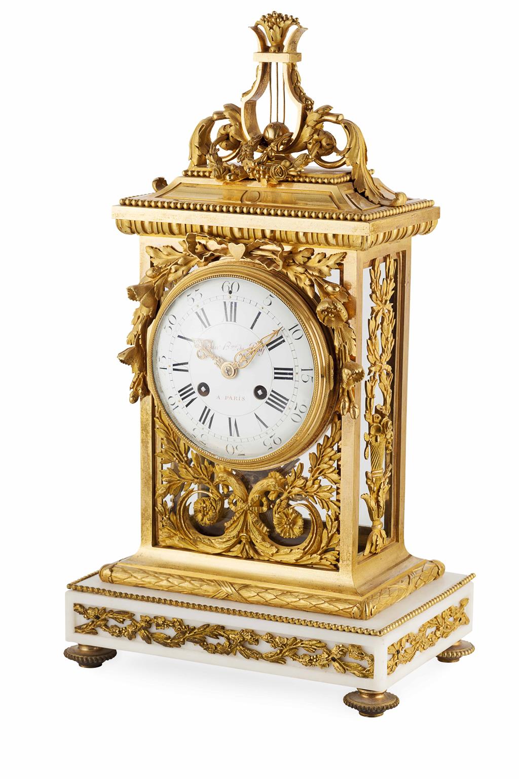 Appraisal: FINE FRENCH GILT BRONZE FOUR GLASS MANTEL CLOCK BY ROBIN