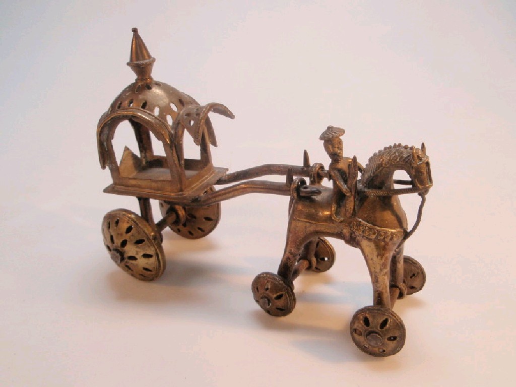 Appraisal: A gilt bronze Indian toy cast as a horse drawn