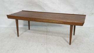 Appraisal: Slat Bench Low Coffee Table Tapered wood legs B Slat